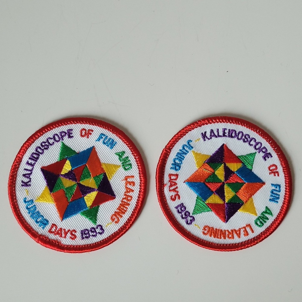 VTG 1993 Girl Scouts Kaleidoscope of Fun Learning Junior Days Patches (Set Of 2)